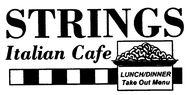 Strings Italian Cafe logo Strings Italian Cafe Enjoy $10 off with a minimum purchase of forty dollars (excluding tax, tip, and alcoholic beverages).